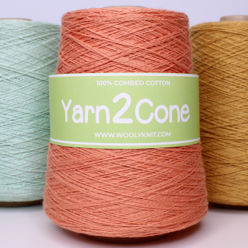 Cones of 100% cotton yarn from Yarn2Cone by WoolyKnit